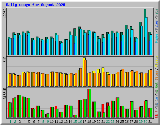 Daily usage for August 2026